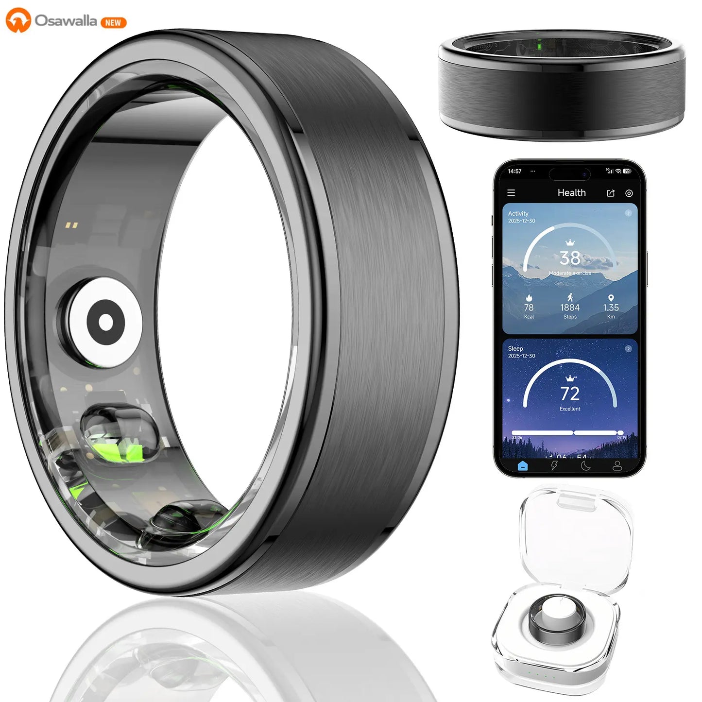2026 Smart Health Tracking Ring for Men and Women, 5ATM Waterproof, Fitness and Sleep Monitor, No App Subscription Required