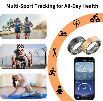2026 Smart Health Tracking Ring for Men and Women, 5ATM Waterproof, Fitness and Sleep Monitor, No App Subscription Required