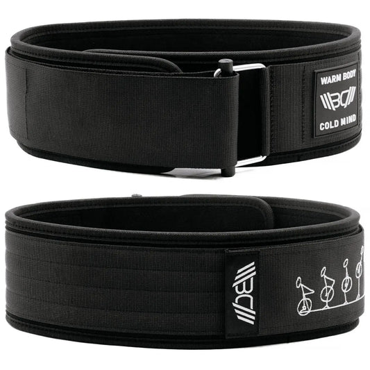 WARM BODY COLD MIND Black Nylon Weightlifting Belt 2.0 with Velcro Strap for Powerlifting - Available in 7mm and 5mm Variations for Functional and Gym Training, Enhanced Back Support, Lightweight Flexibility, Core Stability, and Quick Adjustability